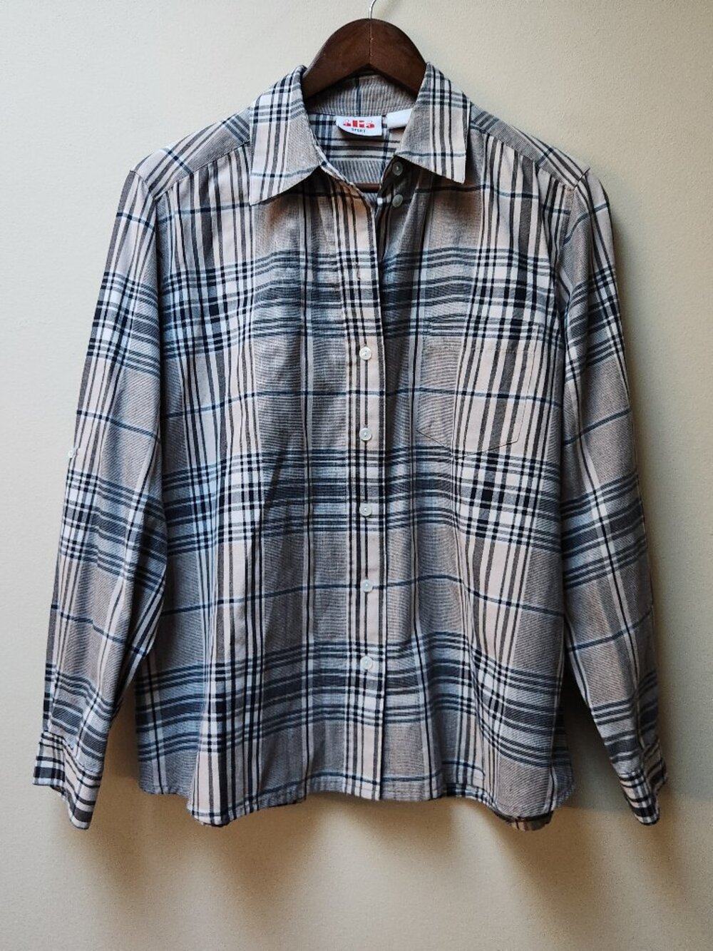 Vintage plaid cotton blouse / alia sport